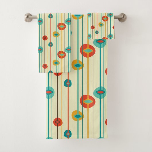 Mid-Century Modern Bath Towel, Stripped Pattern Bad Handdoek (Insitu)