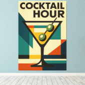 Mid Century Modern Bauhaus Cocktail Hour Martini Canvas Afdruk (Insitu (Houten vloer))