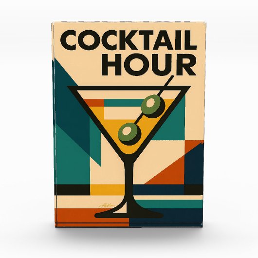 Mid Century Modern Bauhaus Cocktail Hour Martini Fotoblokken (Voorkant)