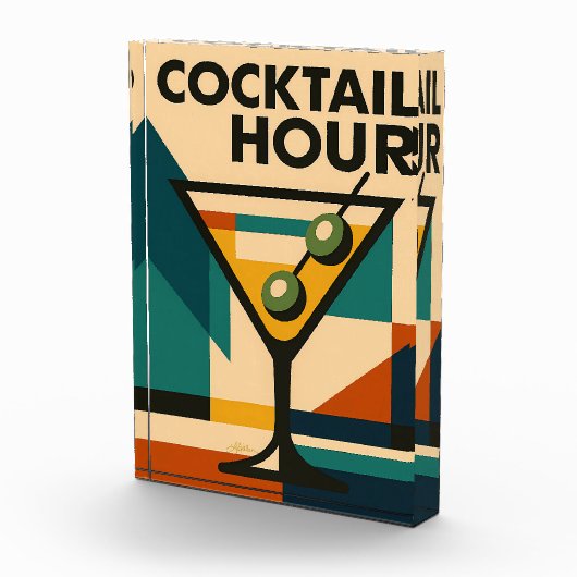 Mid Century Modern Bauhaus Cocktail Hour Martini Fotoblokken (Rechts)