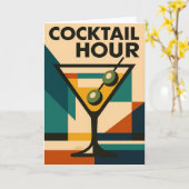 Mid Century Modern Bauhaus Cocktail Hour Martini Kaart (Gele Bloem)