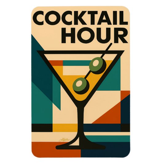 Mid Century Modern Bauhaus Cocktail Hour Martini Magneet (Verticaal)