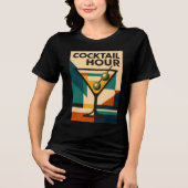 Mid Century Modern Bauhaus Cocktail Hour Martini Tri-Blend Shirt (Voorkant)