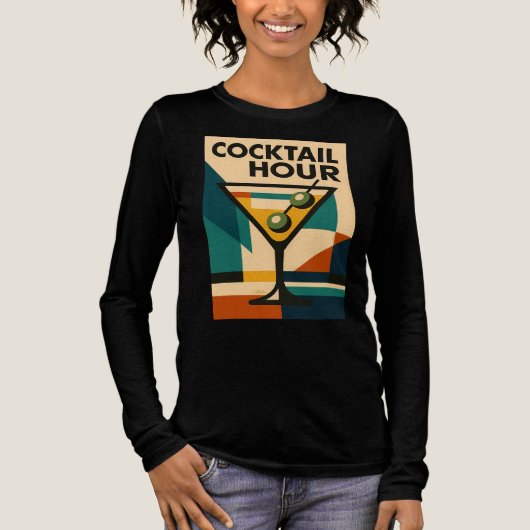 Mid Century Modern Bauhaus Cocktail Hour Martini Tri-Blend Shirt (Voorkant)
