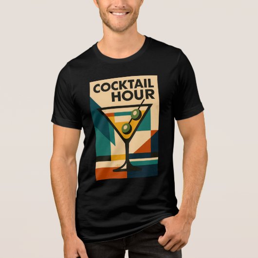 Mid Century Modern Bauhaus Cocktail Hour Martini Tri-Blend Shirt (Voorkant)