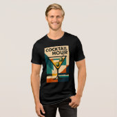 Mid Century Modern Bauhaus Cocktail Hour Martini Tri-Blend Shirt (Voorkant volledig)