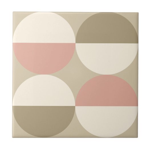Mid Century Modern beige cirkels geometrisch patro Tegeltje (Voorkant)