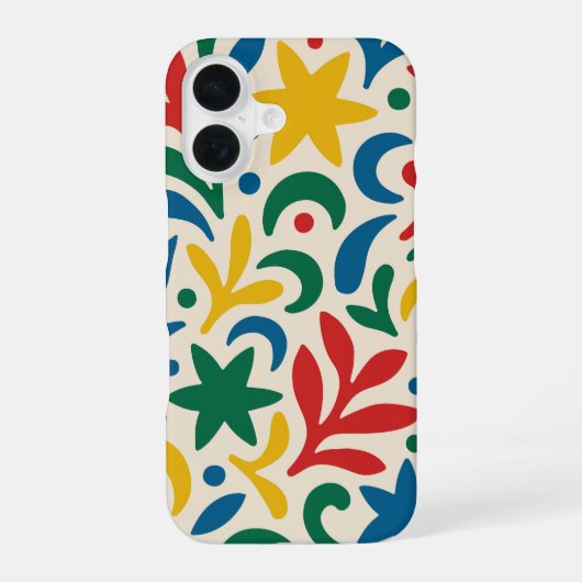 Mid Century Modern Biophilic Pattern iPhone 16 Hoesje (Achterkant)