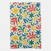 Mid Century Modern Biophilic Pattern Theedoek (Verticaal)