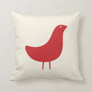Mid Century Modern Bird Sierkussen in Red