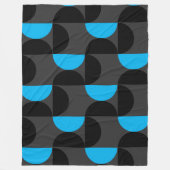 Mid-Century Modern Black blue en Grey Fleece Deken (Voorkant)