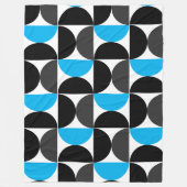 Mid-Century Modern Black blue en Grey Fleece Deken (Voorkant)