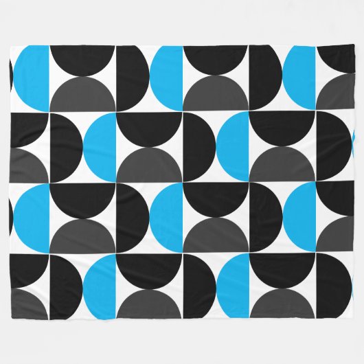 Mid-Century Modern Black blue en Grey Fleece Deken (Voorkant (Horizontaal))