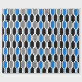 Mid-Century Modern Black, Blue en Grey Hexagons Cadeaupapier (Vlak)