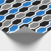 Mid-Century Modern Black, Blue en Grey Hexagons Cadeaupapier (Hoek)