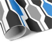 Mid-Century Modern Black, Blue en Grey Hexagons Cadeaupapier (Rol Hoek)