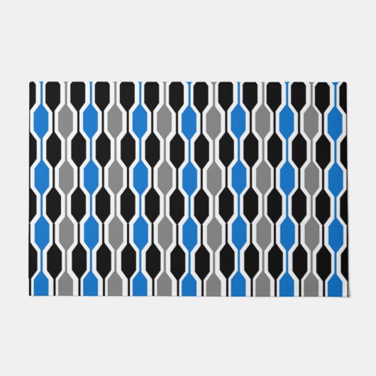Mid-Century Modern Black, Blue en Grey Hexagons Deurmat (Voorkant)