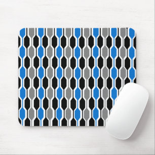 Mid-Century Modern Black, Blue en Grey Hexagons Muismat