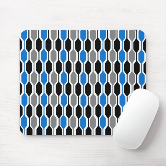 Mid-Century Modern Black, Blue en Grey Hexagons Muismat (Met muis)