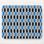Mid-Century Modern Black, Blue en Grey Hexagons Muismat (Voorkant)