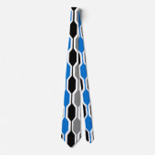 Mid-Century Modern Black, Blue en Grey Hexagons Stropdas (Voorkant)