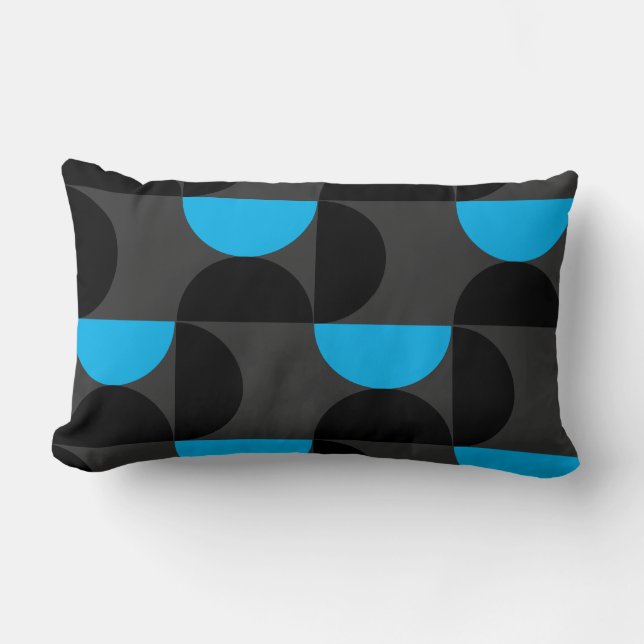 Mid-Century Modern Black blue en Grey Kussen (Voorkant)