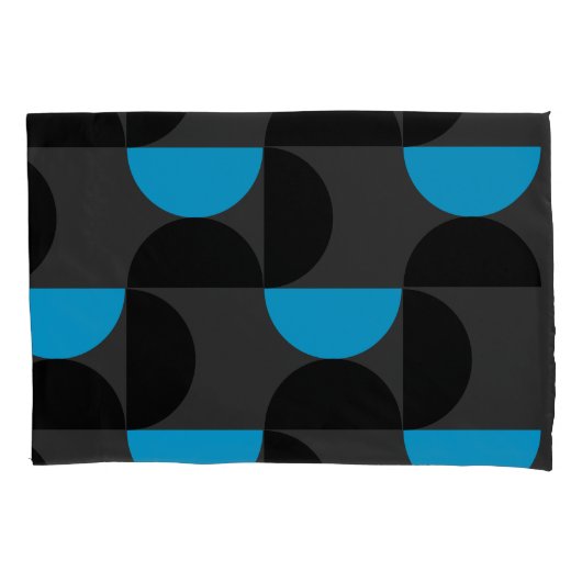Mid-Century Modern Black blue en Grey Kussensloop (Voorkant)