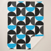 Mid-Century Modern Black blue en Grey Sherpa Deken (Voorkant)