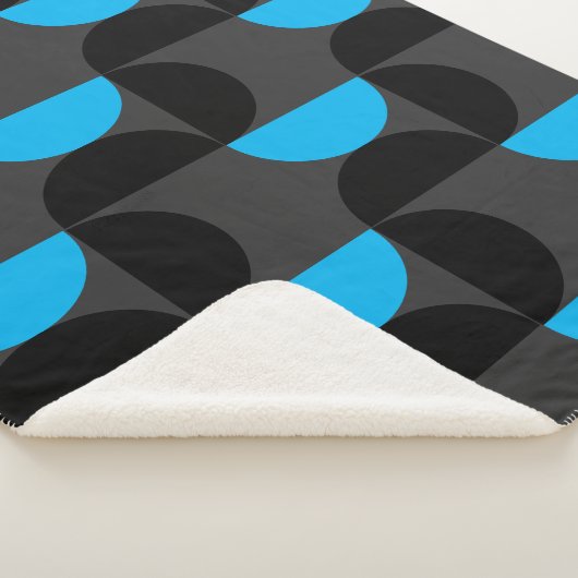 Mid-Century Modern Black blue en Grey Sherpa Deken (3/4)