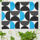 Mid-Century Modern Black blue en Grey Theedoek (Gevouwen)