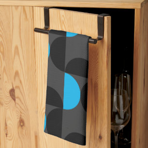 Mid-Century Modern Black blue en Grey Theedoek