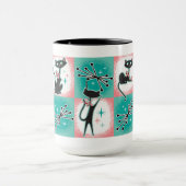 Mid-Century Modern Black Cat Coffee Mok (Midden)