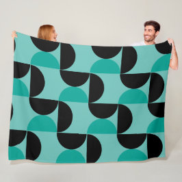 Mid-Century Modern Black en munt Fleece Deken