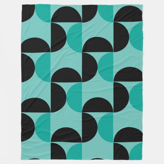 Mid-Century Modern Black en munt Fleece Deken (Voorkant)