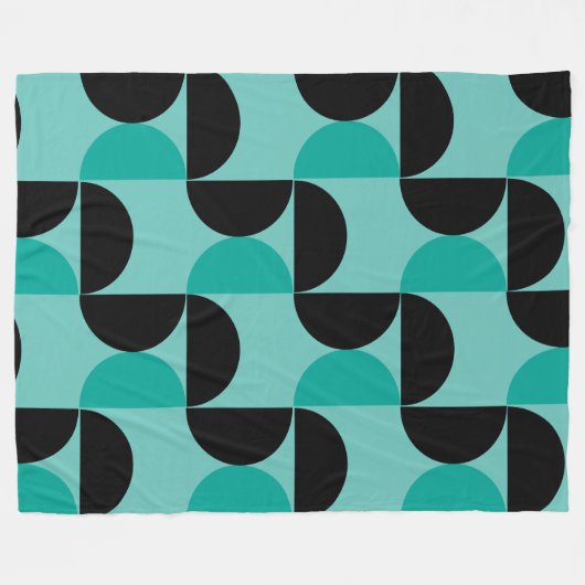 Mid-Century Modern Black en munt Fleece Deken (Voorkant (Horizontaal))