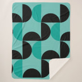 Mid-Century Modern Black en munt Sherpa Deken (Voorkant)