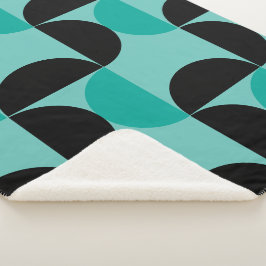 Mid-Century Modern Black en munt Sherpa Deken