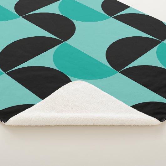 Mid-Century Modern Black en munt Sherpa Deken (3/4)