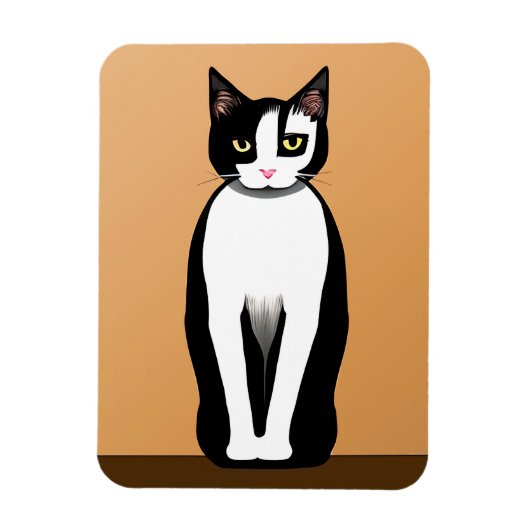 Mid Century Modern Black en White Cat Magneet (Verticaal)