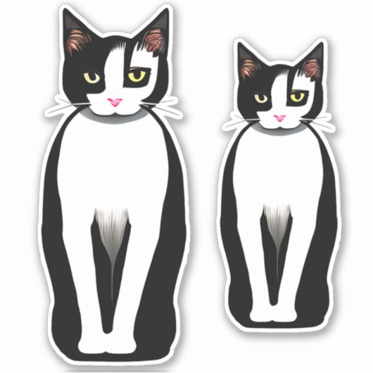 Mid Century Modern Black en White Cat Sticker (Voorkant)