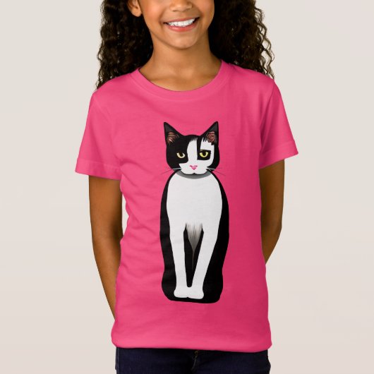 Mid Century Modern Black en White Cat T-shirt (Voorkant)