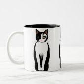 Mid Century Modern Black en White Cat Tweekleurige Koffiemok (Links)