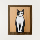 Mid Century Modern Black en White Cat Wandkleed (Voorkant)