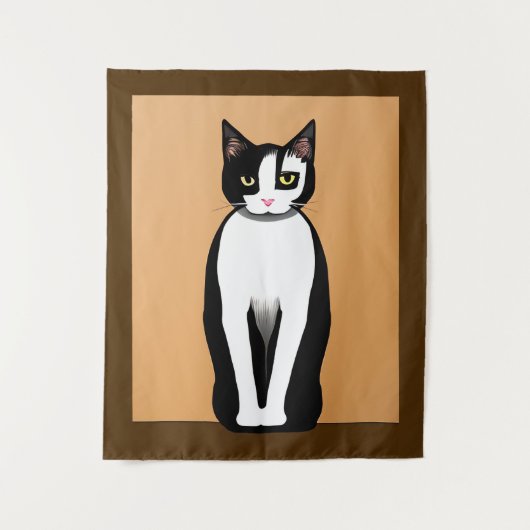 Mid Century Modern Black en White Cat Wandkleed (Voorkant)