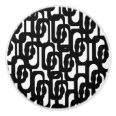 Mid Century Modern Black en White Loop Pattern Keramische Knop (Voorkant)