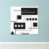 Mid Century Modern Black, grijs wit Abstract Canvas Afdruk (Insitu (Houten vloer))