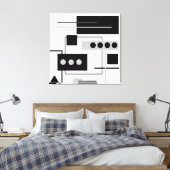 Mid Century Modern Black, grijs wit Abstract Canvas Afdruk (Insitu (Slaapkamer))