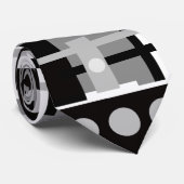 Mid Century Modern Black, grijs wit Abstract Stropdas (Opgerold)
