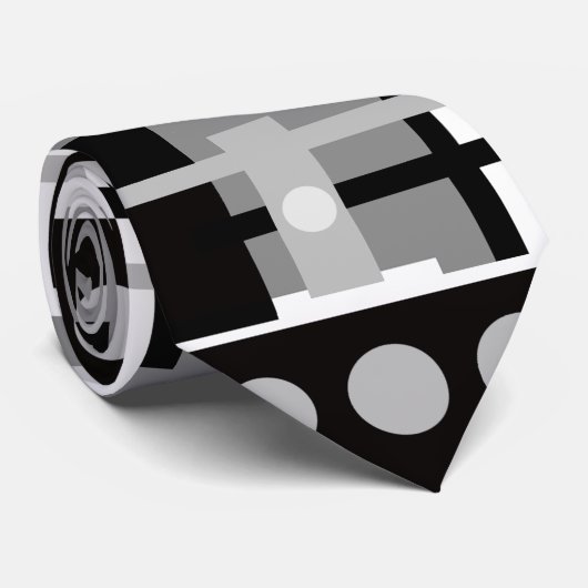 Mid Century Modern Black, grijs wit Abstract Stropdas (Opgerold)