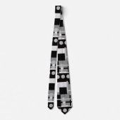 Mid Century Modern Black, grijs wit Abstract Stropdas (Achterkant)